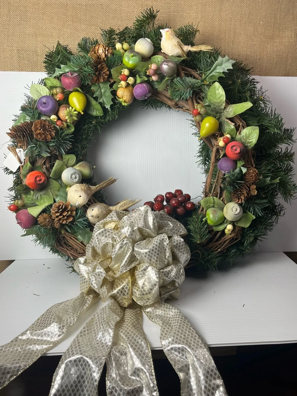 21” handcrafted sugared fruit Christmas Wreath